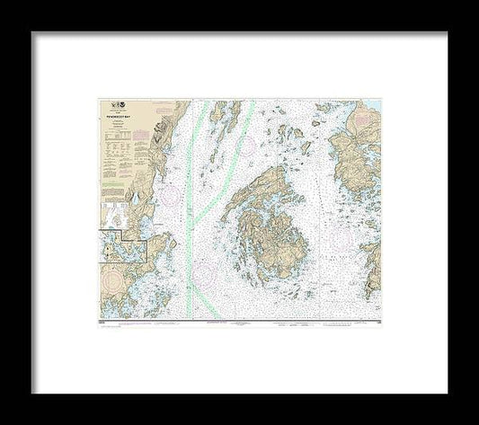 Nautical Chart-13305 Penobscot Bay, Carvers Harbor-approaches - Framed Print