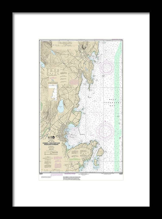 A beuatiful Framed Print of the Nautical Chart-13307 Camden, Rockport-Rockland Harbors by SeaKoast