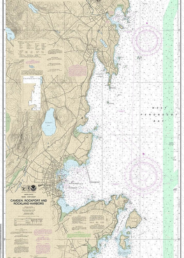 Nautical Chart-13307 Camden, Rockport-rockland Harbors - Puzzle