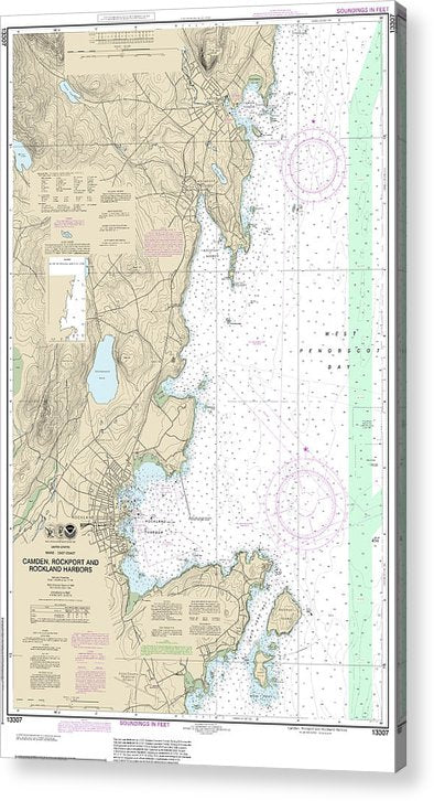 Nautical Chart-13307 Camden, Rockport-Rockland Harbors  Acrylic Print