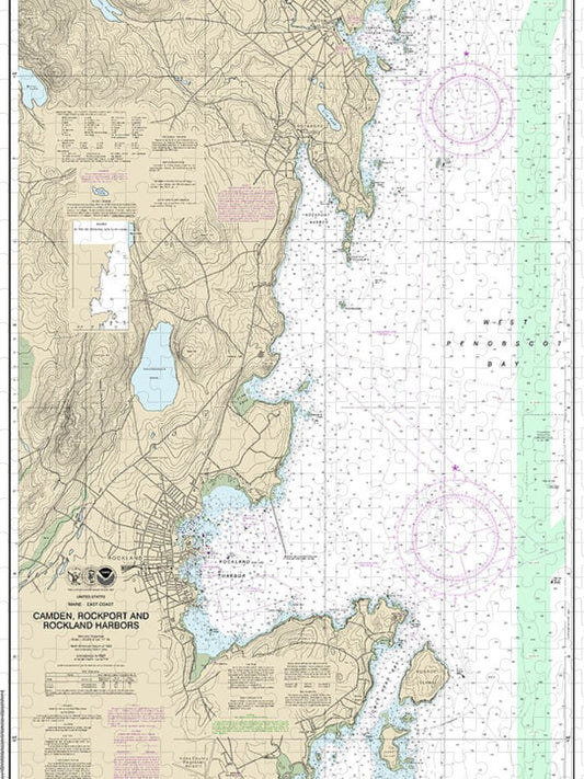 Nautical Chart 13307 Camden, Rockport Rockland Harbors Puzzle