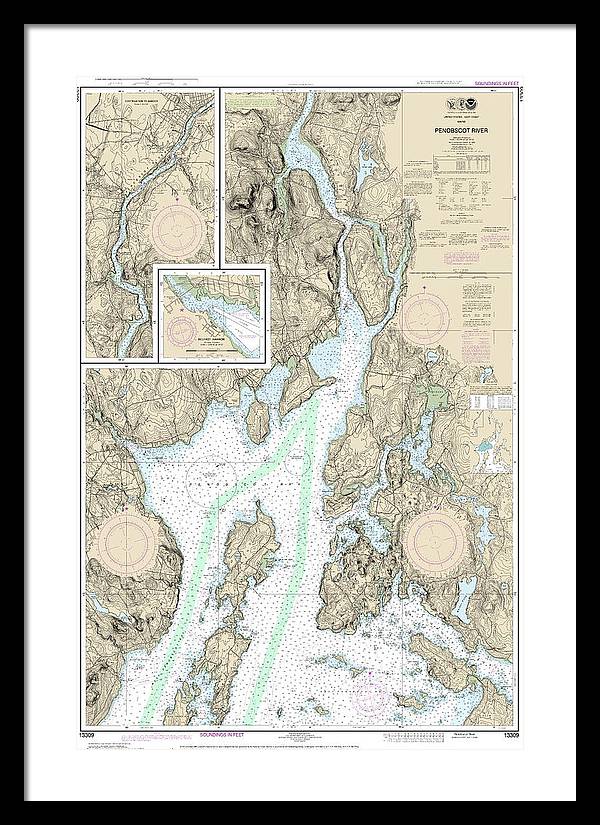 Nautical Chart-13309 Penobscot River, Belfast Harbor - Framed Print