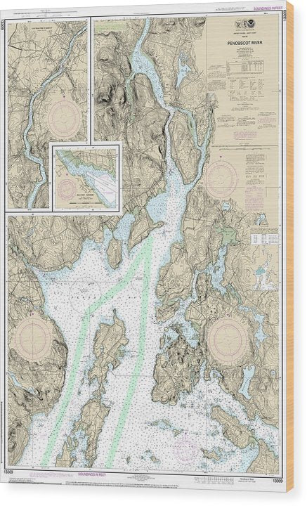 Nautical Chart-13309 Penobscot River, Belfast Harbor Wood Print