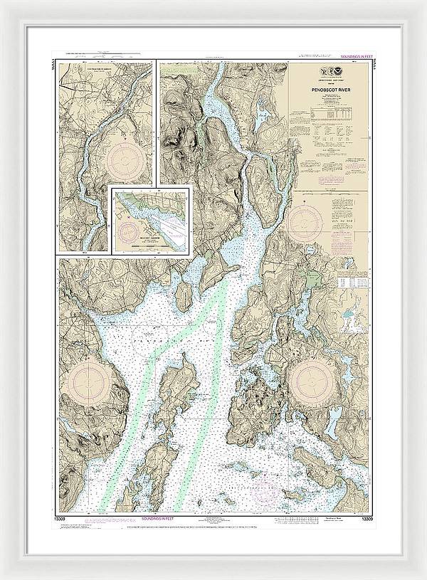 Nautical Chart-13309 Penobscot River, Belfast Harbor - Framed Print