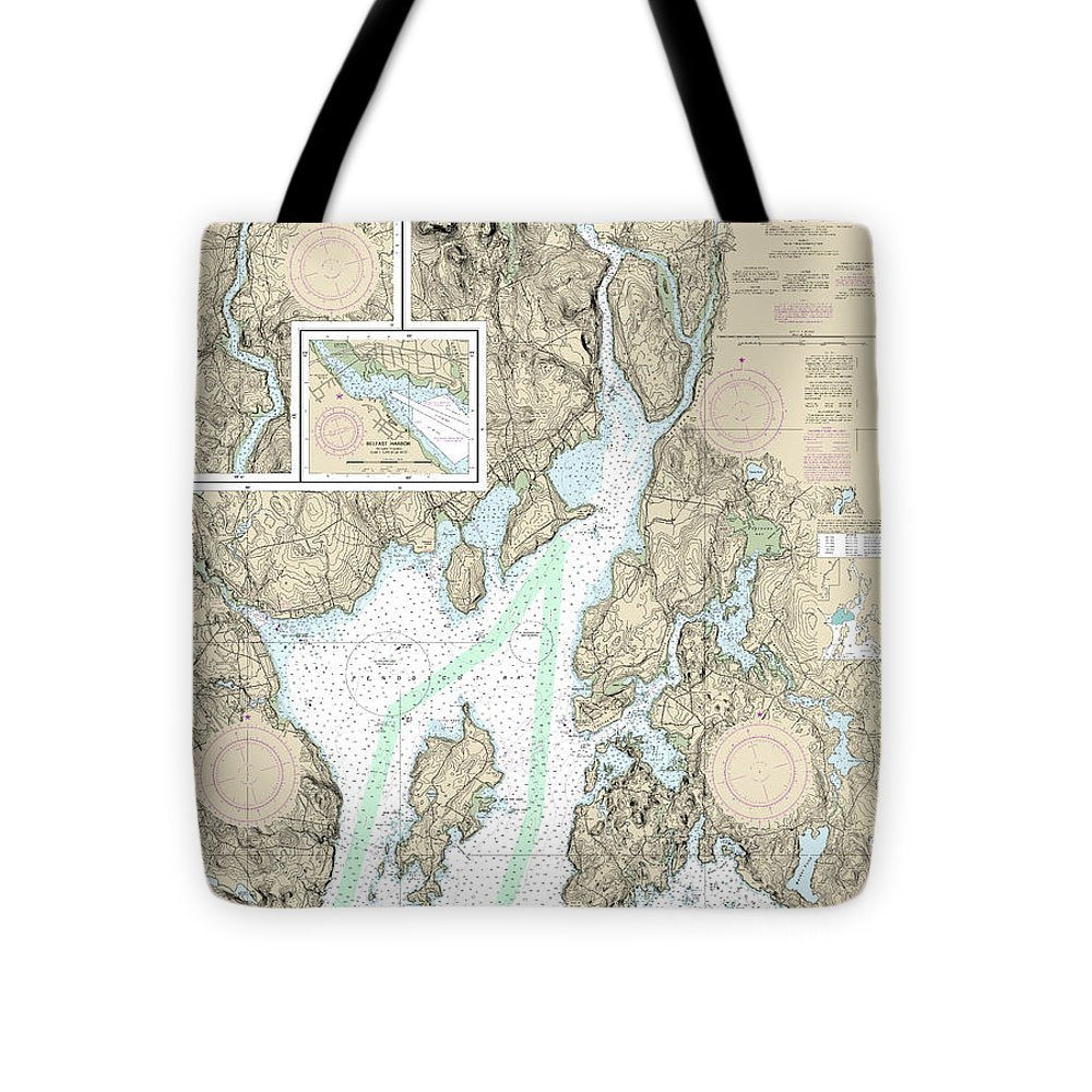 Nautical Chart-13309 Penobscot River, Belfast Harbor - Tote Bag