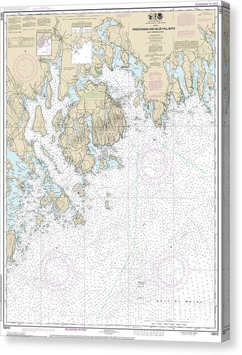 Nautical Chart-13312 Frenchman-Blue Hill Bays-Approaches Canvas Print