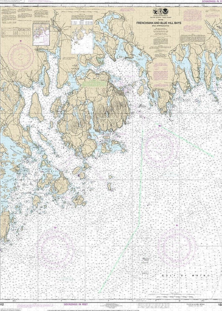 Nautical Chart-13312 Frenchman-blue Hill Bays-approaches - Puzzle