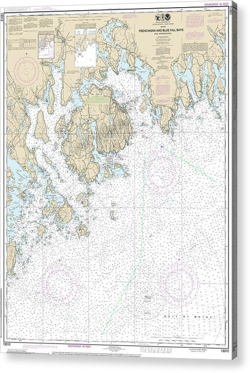 Nautical Chart-13312 Frenchman-Blue Hill Bays-Approaches  Acrylic Print