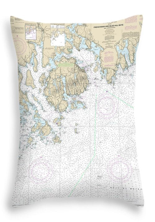 Nautical Chart-13312 Frenchman-blue Hill Bays-approaches - Throw Pillow