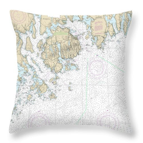 Nautical Chart-13312 Frenchman-blue Hill Bays-approaches - Throw Pillow