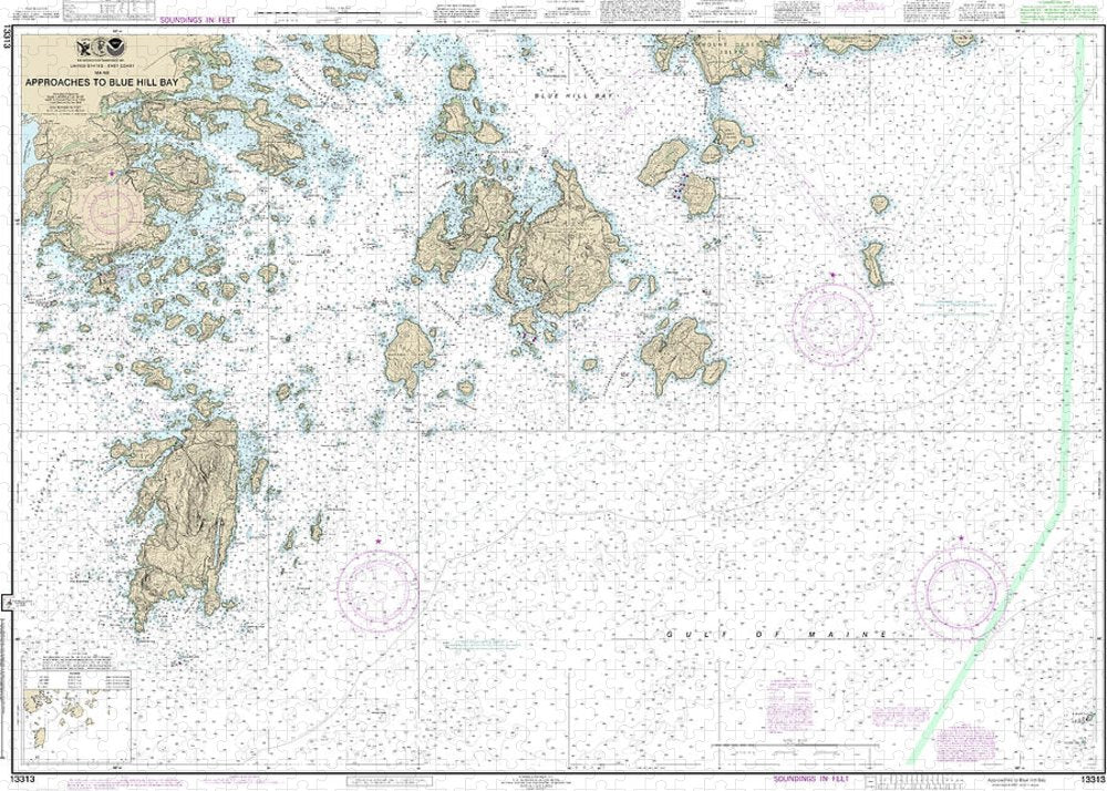 Nautical Chart-13313 Approaches-blue Hill Bay - Puzzle