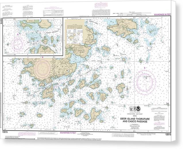 Nautical Chart-13315 Deer Island Thorofare-casco Passage - Canvas Print