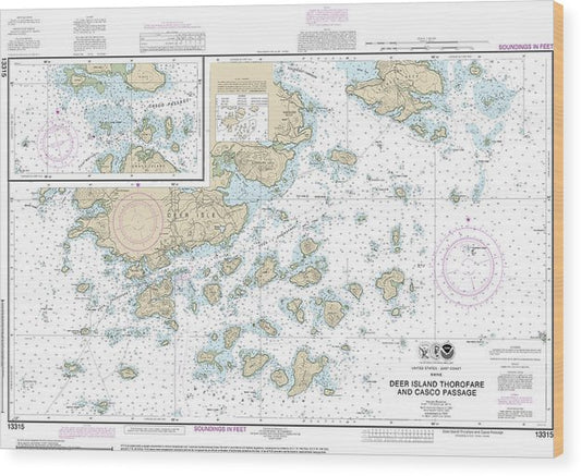 Nautical Chart-13315 Deer Island Thorofare-Casco Passage Wood Print