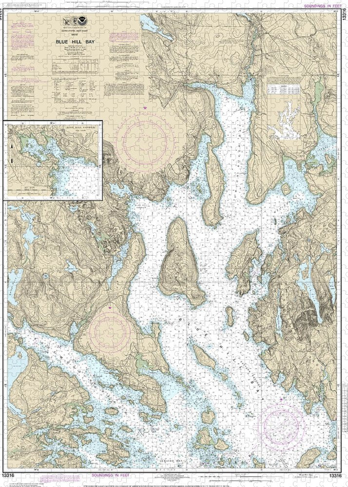 Nautical Chart-13316 Blue Hill Bay, Blue Hill Harbor - Puzzle