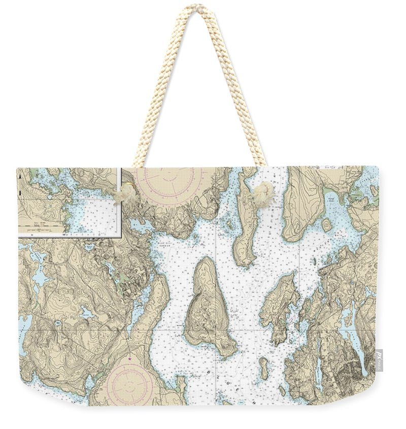 Nautical Chart-13316 Blue Hill Bay, Blue Hill Harbor - Weekender Tote Bag