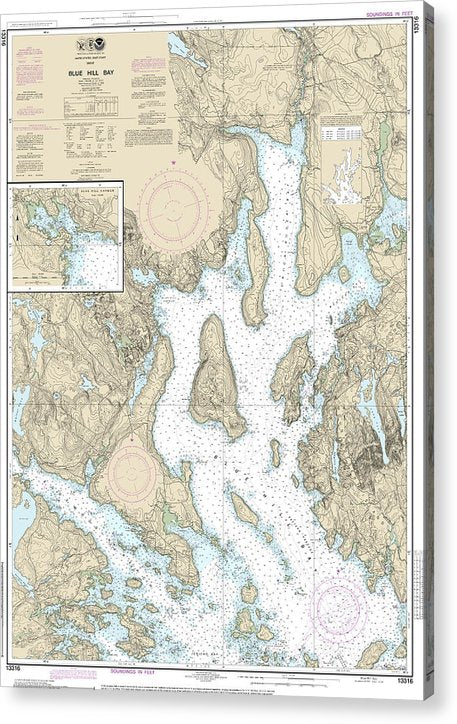 Nautical Chart-13316 Blue Hill Bay, Blue Hill Harbor  Acrylic Print