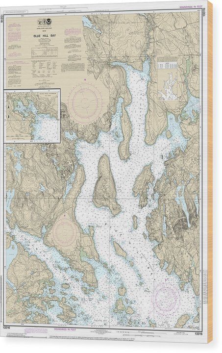 Nautical Chart-13316 Blue Hill Bay, Blue Hill Harbor Wood Print