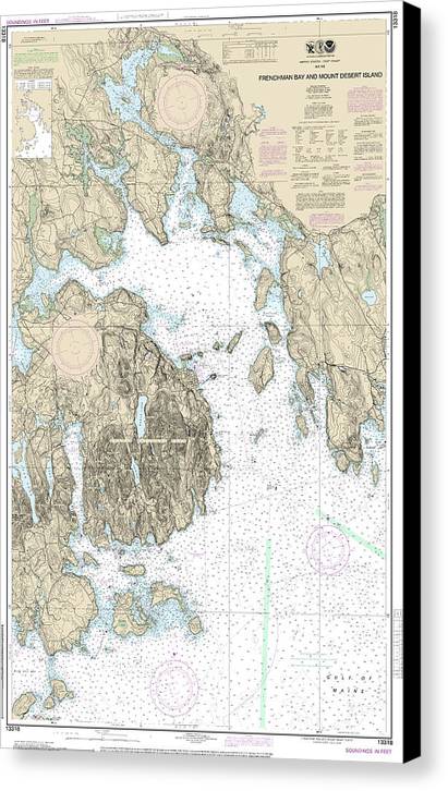 Nautical Chart-13318 Frenchman Bay-mount Desert Lsland - Canvas Print