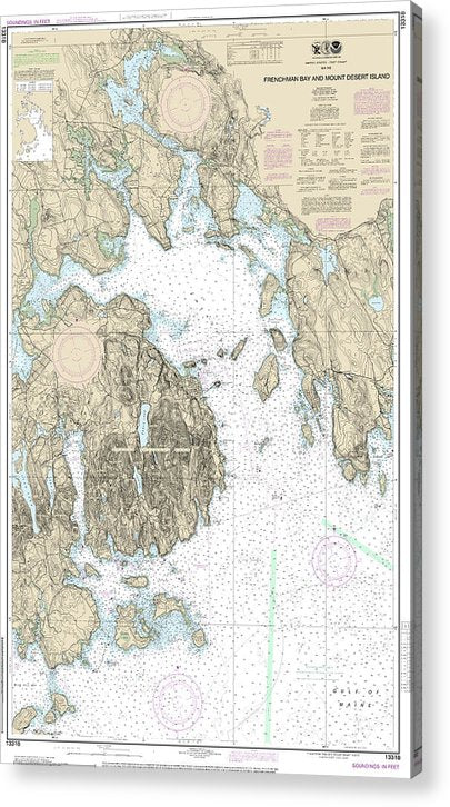 Nautical Chart-13318 Frenchman Bay-Mount Desert Lsland  Acrylic Print