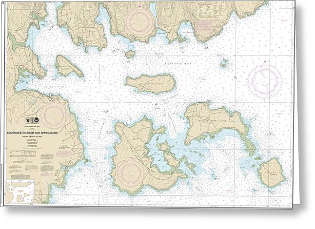 Nautical Chart-13321 Southwest Harbor-approaches - Greeting Card