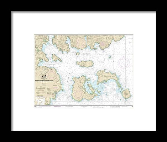 Nautical Chart-13321 Southwest Harbor-approaches - Framed Print
