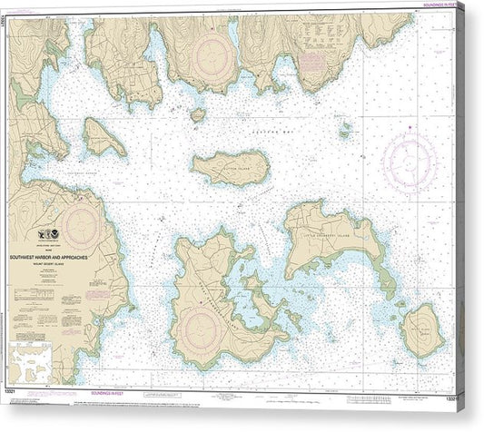 Nautical Chart-13321 Southwest Harbor-Approaches  Acrylic Print