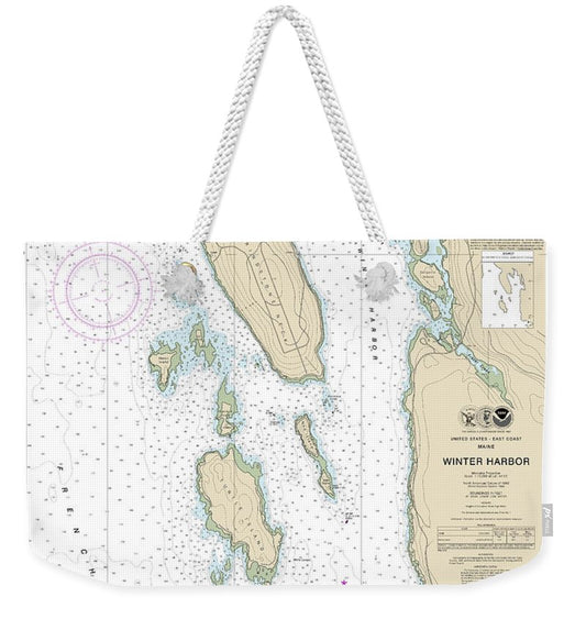 Nautical Chart-13322 Winter Harbor - Weekender Tote Bag
