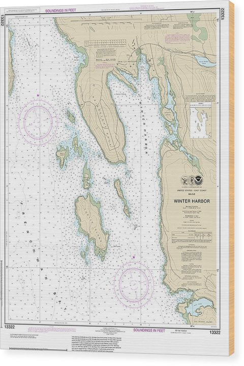 Nautical Chart-13322 Winter Harbor Wood Print