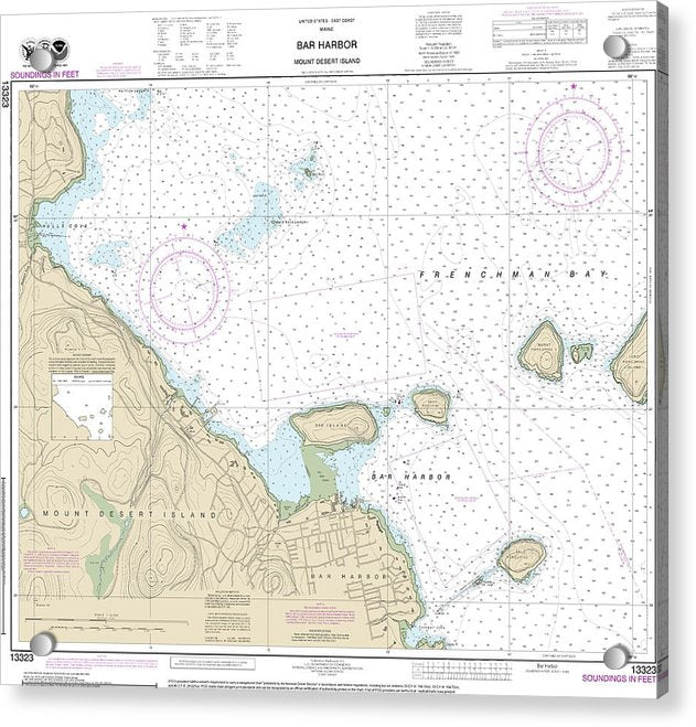 Nautical Chart-13323 Bar Harbor Mount Desert Island - Acrylic Print