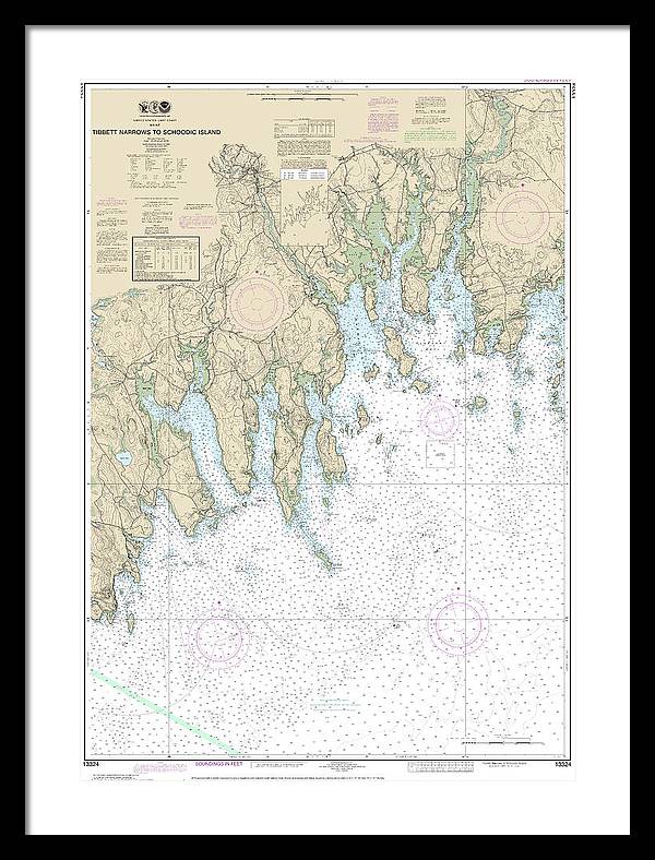 Nautical Chart-13324 Tibbett Narrows-schoodic Island - Framed Print