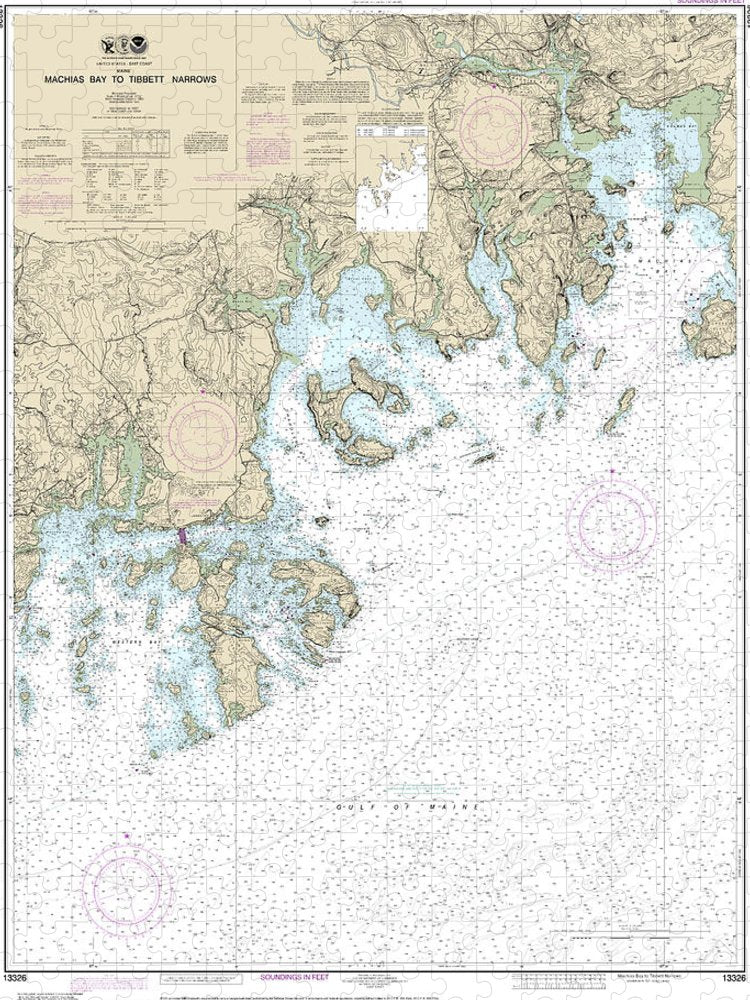Nautical Chart 13326 Machias Bay Tibbett Narrows Puzzle