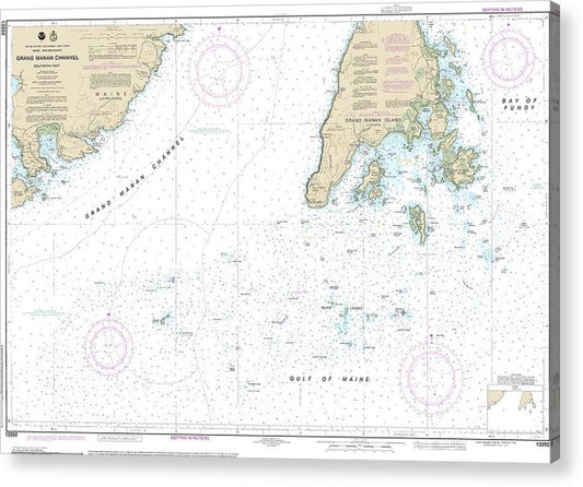 Nautical Chart-13392 Grand Manan Channel Southern Part  Acrylic Print