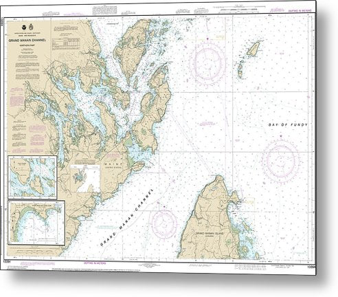 A beuatiful Metal Print of the Nautical Chart-13394 Grand Manan Channel Northern Part, North Head-Flagg Cove - Metal Print by SeaKoast.  100% Guarenteed!