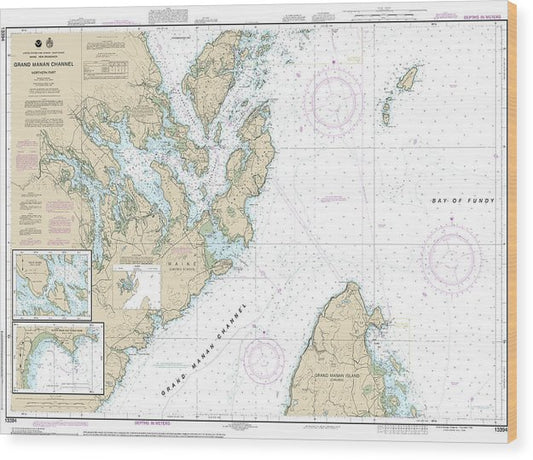 Nautical Chart-13394 Grand Manan Channel Northern Part, North Head-Flagg Cove Wood Print