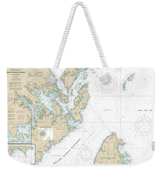 Nautical Chart-13394 Grand Manan Channel Northern Part, North Head-flagg Cove - Weekender Tote Bag