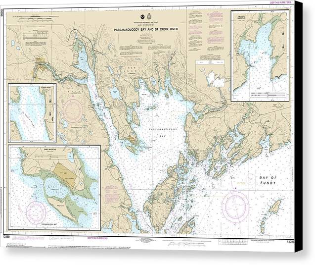 Nautical Chart-13398 Passamaquoddy Bay-st Croix River, Beaver Harbor, Saint Andrews, Todds Point - Canvas Print