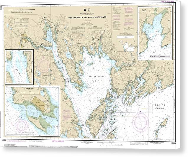 Nautical Chart-13398 Passamaquoddy Bay-st Croix River, Beaver Harbor, Saint Andrews, Todds Point - Canvas Print