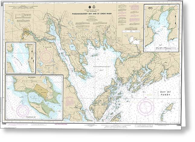 Nautical Chart-13398 Passamaquoddy Bay-st Croix River, Beaver Harbor, Saint Andrews, Todds Point - Greeting Card