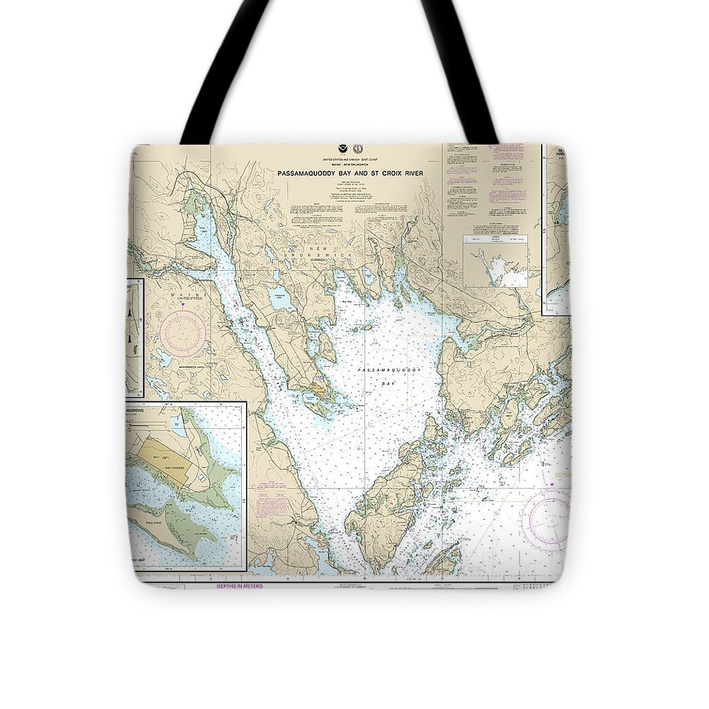 Nautical Chart-13398 Passamaquoddy Bay-st Croix River, Beaver Harbor, Saint Andrews, Todds Point - Tote Bag