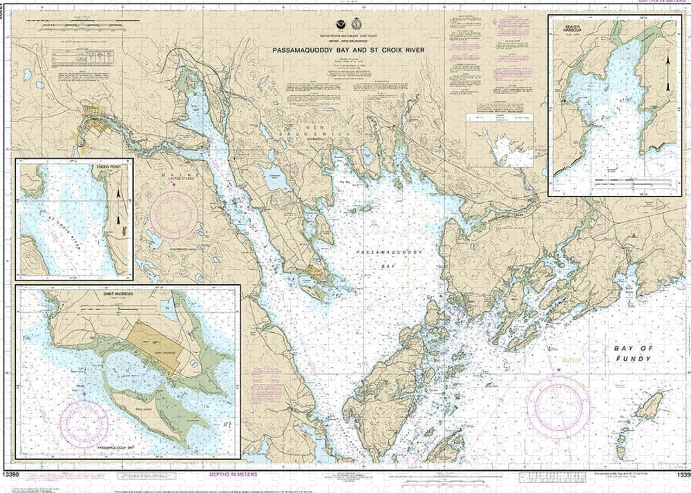 Nautical Chart-13398 Passamaquoddy Bay-st Croix River, Beaver Harbor, Saint Andrews, Todds Point - Puzzle