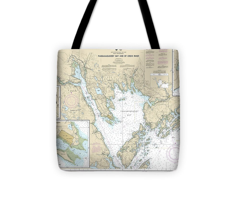 Nautical Chart 13398 Passamaquoddy Bay St Croix River, Beaver Harbor, Saint Andrews, Todds Point Tote Bag