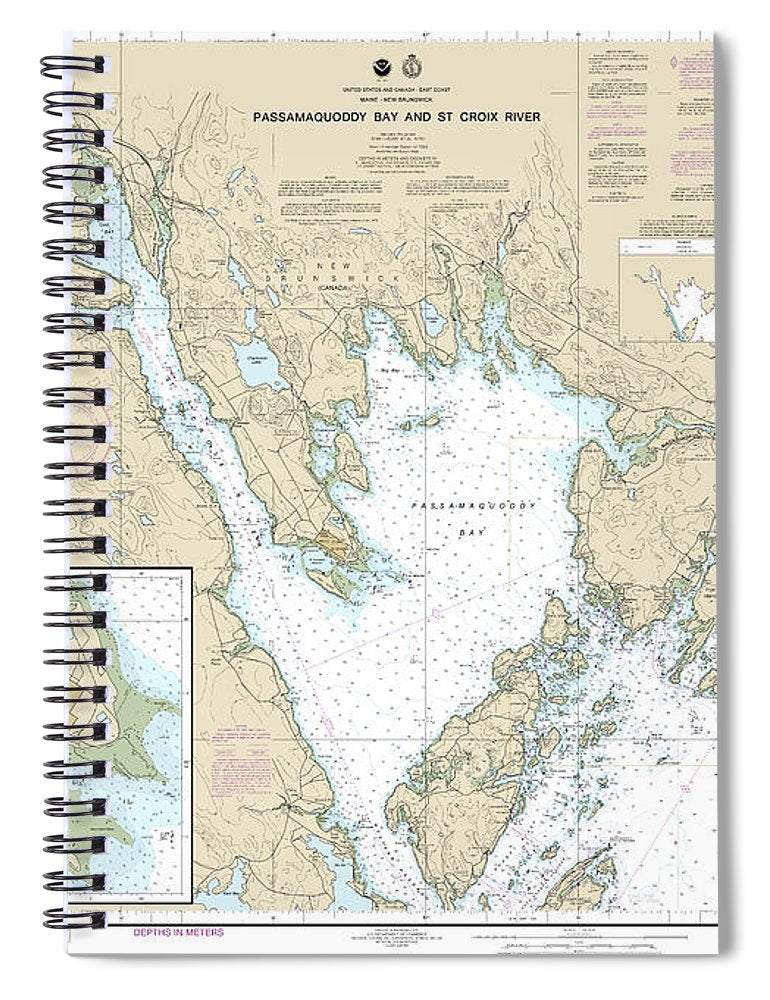 Nautical Chart 13398 Passamaquoddy Bay St Croix River, Beaver Harbor, Saint Andrews, Todds Point Spiral Notebook