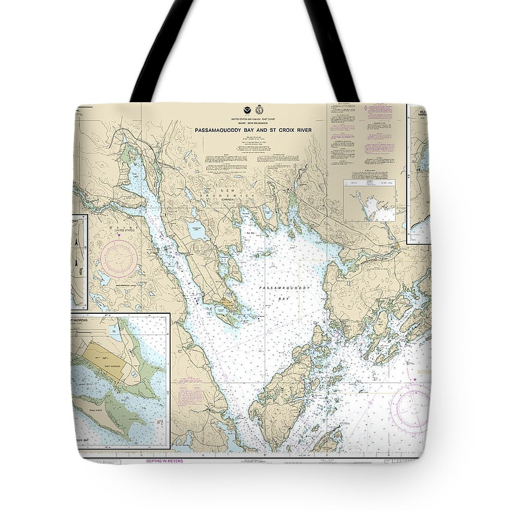 Nautical Chart-13398 Passamaquoddy Bay-st Croix River, Beaver Harbor, Saint Andrews, Todds Point - Tote Bag