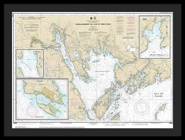 Nautical Chart-13398 Passamaquoddy Bay-st Croix River, Beaver Harbor, Saint Andrews, Todds Point - Framed Print