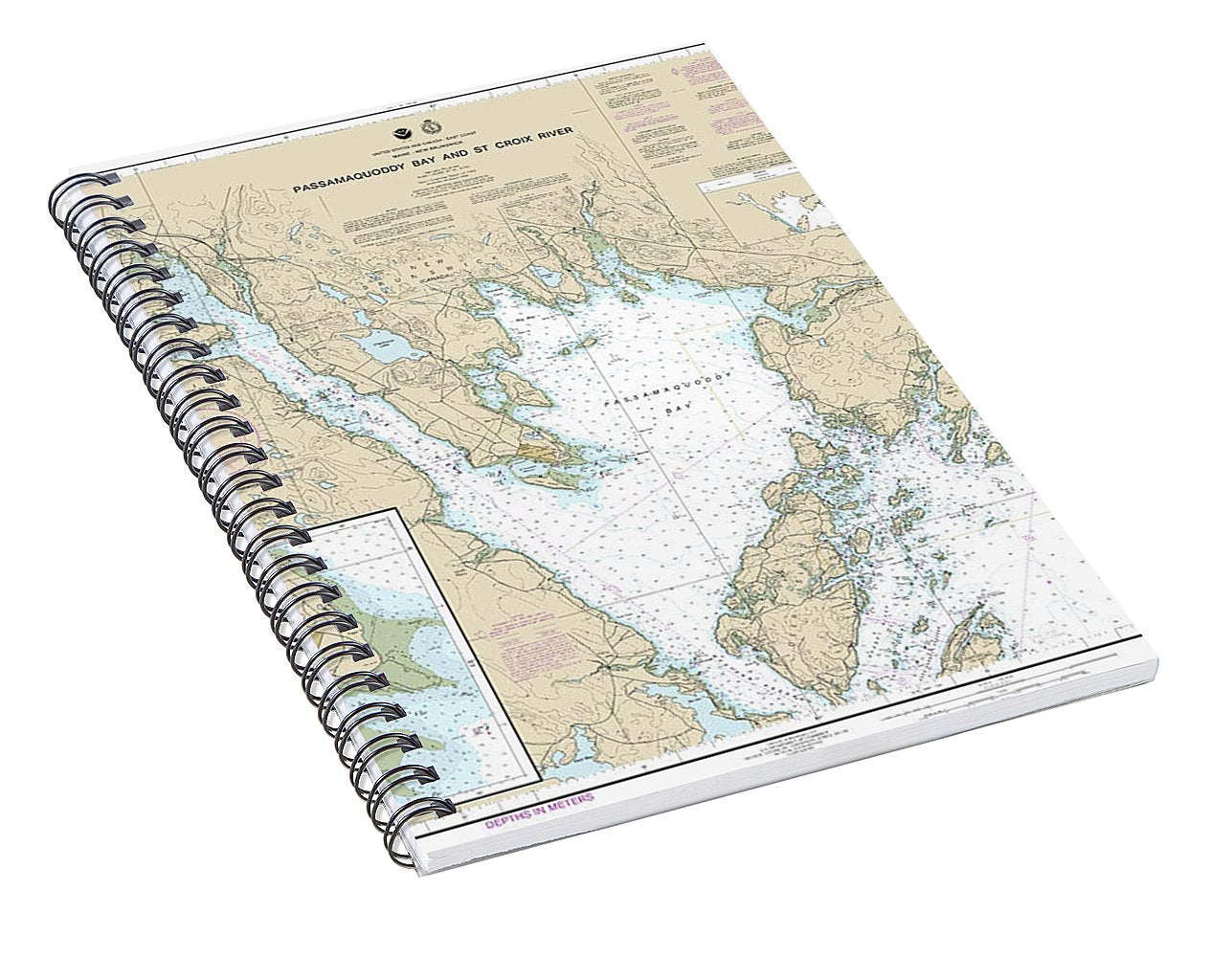 Nautical Chart-13398 Passamaquoddy Bay-st Croix River, Beaver Harbor, Saint Andrews, Todds Point - Spiral Notebook