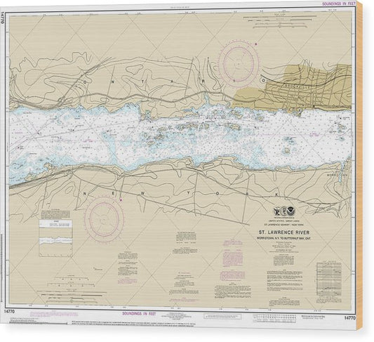 Nautical Chart-14770 Morristown, Ny-Butternut, Ont Wood Print