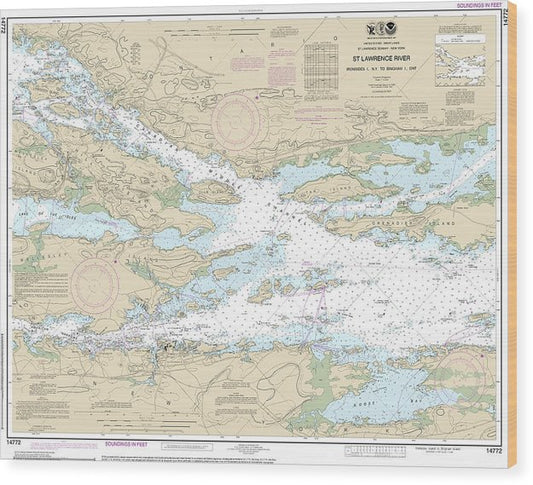 Nautical Chart-14772 Ironsides L, Ny,-Bingham L, Ont Wood Print
