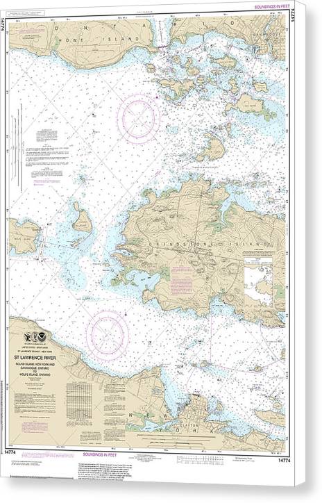 Nautical Chart-14774 Round I, Ny,-gananoque, Ont,-wolfe I, Ont - Canvas Print