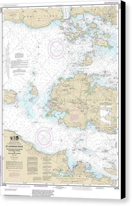 Nautical Chart-14774 Round I, Ny,-gananoque, Ont,-wolfe I, Ont - Canvas Print