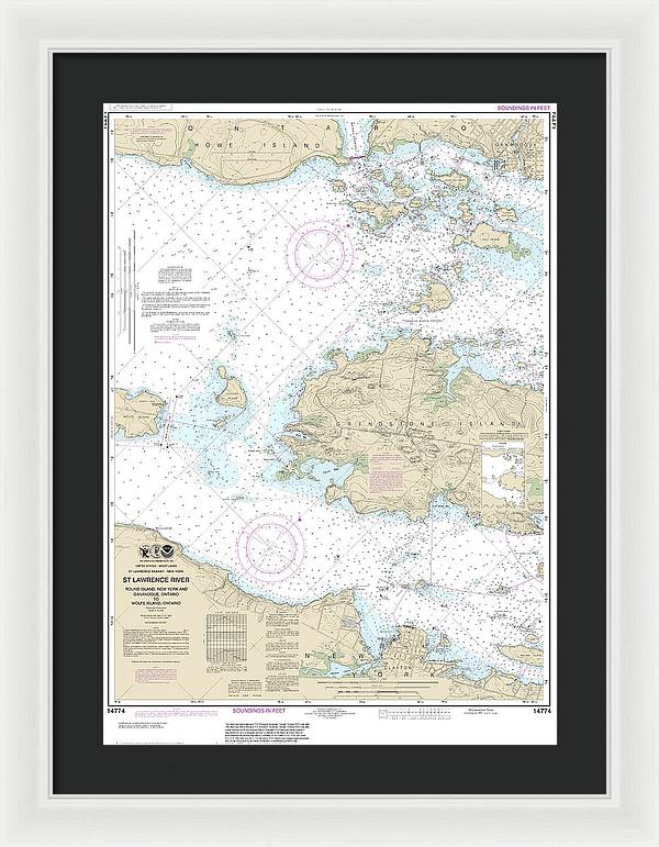 Nautical Chart-14774 Round I, Ny,-gananoque, Ont,-wolfe I, Ont - Framed Print